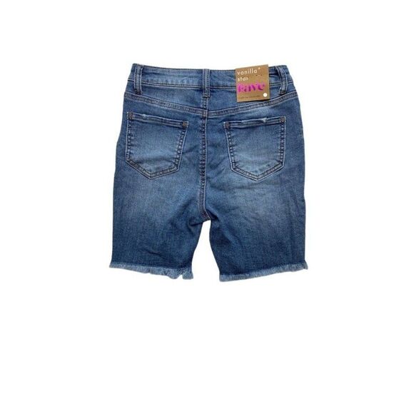 Vanilla Star Bermuda‎ Jean Shorts 7 Juniors' Ripped Frayed Distressed Stretch - Picture 2 of 7